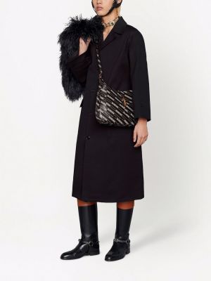 Manteau avec imprimé slogan à imprimé Gucci noir