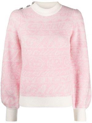 Jacquard rund hals strikkegenser Ganni rosa