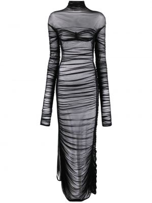 Βραδινό φόρεμα με διαφανεια Mugler μαύρο