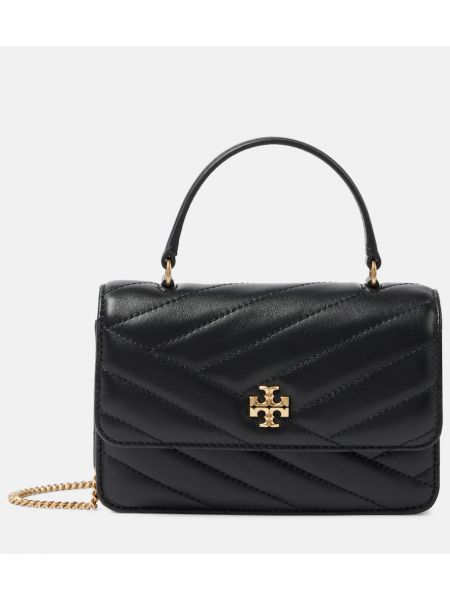 Lær mini bag Tory Burch svart