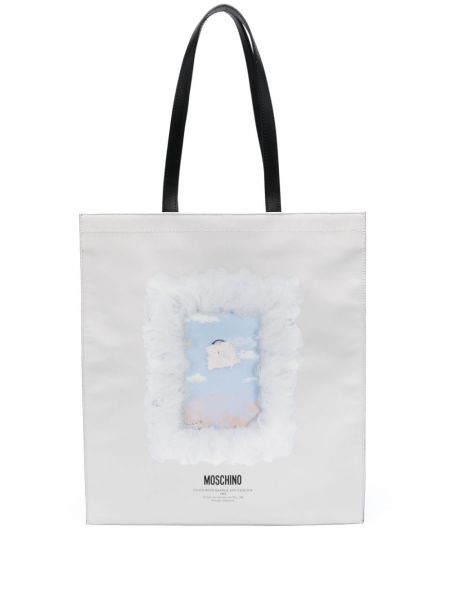 Τσάντα ώμου με σχέδιο Moschino λευκό