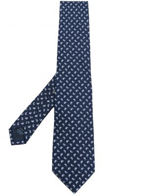 Копринена вратовръзка бродирана Corneliani синьо