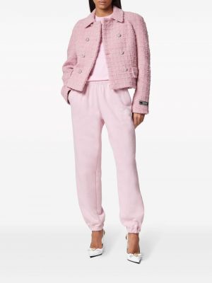 Bavlněné sportovní kalhoty s výšivkou Versace růžové