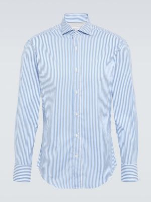 Camisa de algodón a rayas Brunello Cucinelli azul