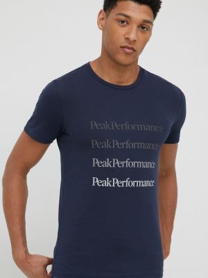 Peak Performance pamut póló sötétkék, nyomott mintás