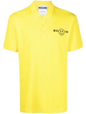 Brodert poloskjorte Moschino gul