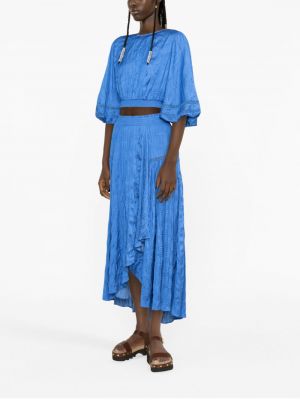 Asymetrické kostkované midi sukně Maje modré