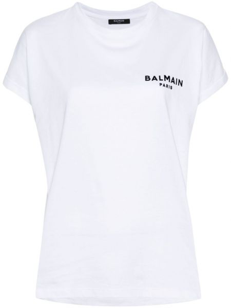 Tricou din bumbac Balmain alb