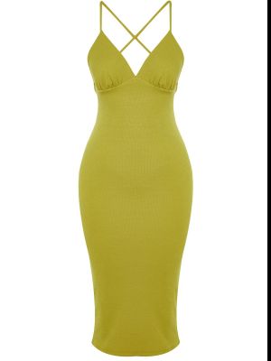 Πλεκτή βραδινό φόρεμα με στενή εφαρμογή Trendyol πράσινο