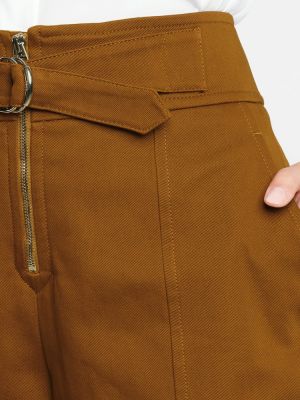 Pantaloncini a vita alta di cotone Chloé marrone