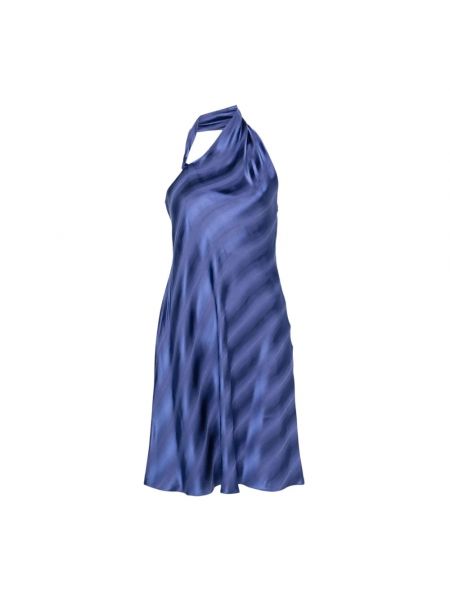 Satynowa prosta sukienka Emporio Armani niebieska
