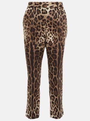 Bavlnené rovné nohavice s potlačou s leopardím vzorom Dolce&gabbana
