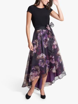 Длинное платье в цветочек с принтом Gina Bacconi фиолетовое