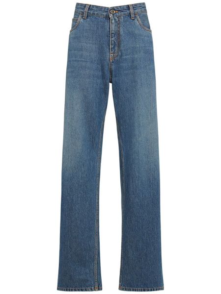 Bomuld højtaljet baggy jeans Etro blå