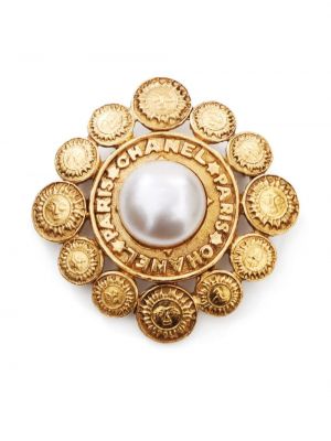 Broš sa perlicama Chanel Pre-owned zlatna
