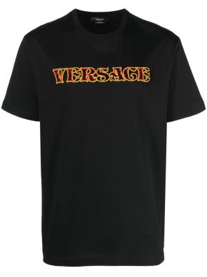 Pamut póló Versace fekete