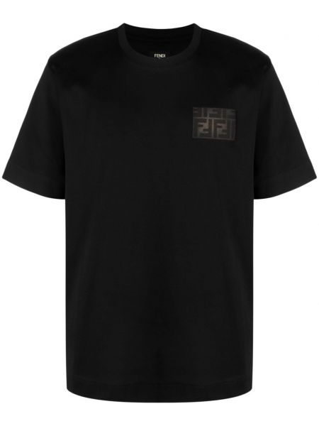 Βαμβακερή μπλούζα Fendi μαύρο