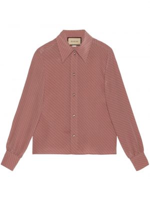 Копринена риза с принт Gucci розово