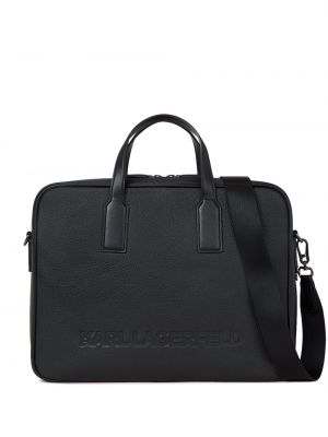 Iš natūralios odos nešiojamo kompiuterio krepšys Karl Lagerfeld juoda