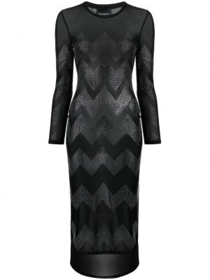 Коктейлна рокля с кристали Cynthia Rowley черно