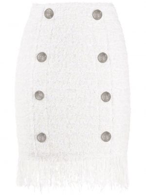 Falda de tubo con flecos Balmain blanco