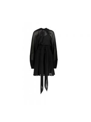 Sukienka mini szyfonowa z długim rękawem Maison Margiela czarna