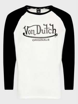 Tricou cu mânecă lungă cu croială lejeră Von Dutch alb