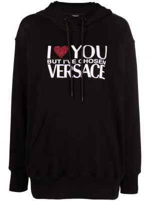 Kapučdžemperis ar kristāliem Versace melns