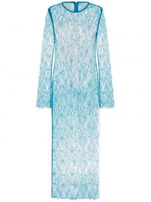 Čipkované priehľadné dlouhé šaty Anna Quan modrá