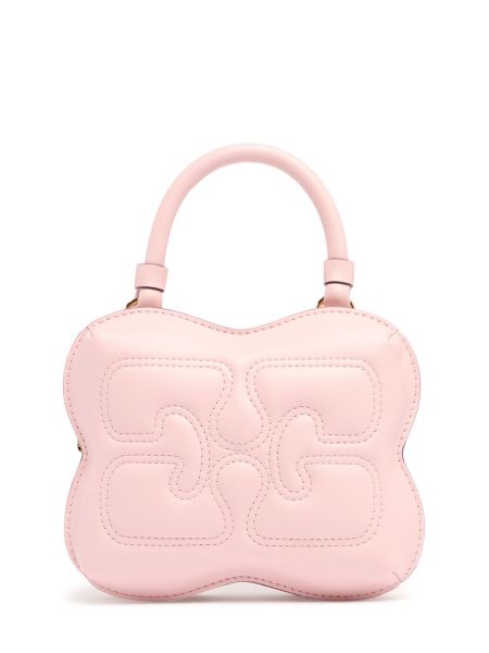 Lær mini bag Ganni rosa