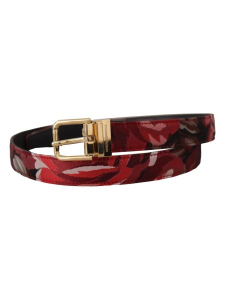 Cinturón de cuero con hebilla de tejido jacquard Dolce & Gabbana