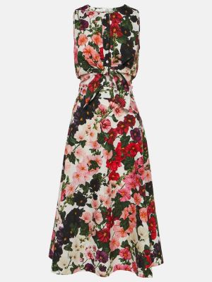 Kvetinové bavlnené midi šaty Oscar De La Renta