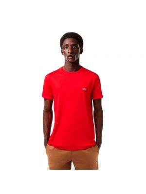 Koszulka z krótkim rękawem bawełniana Lacoste czerwona