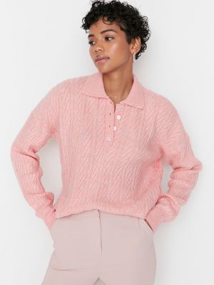 Oversized πουλόβερ Trendyol ροζ