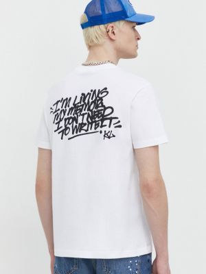 Bavlněné tričko s potiskem Karl Lagerfeld Jeans bílé