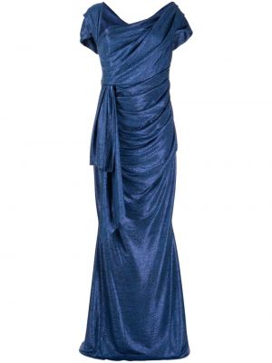 Večerna obleka z draperijo Talbot Runhof modra