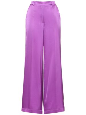 Pantalones de raso de seda bootcut Forte Forte violeta