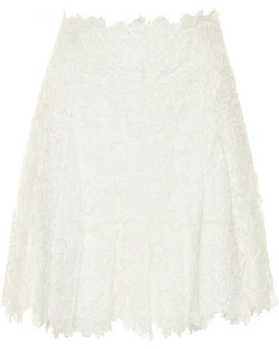 Čipkovaná plisovaná bavlnená minisukňa Ermanno Scervino biela