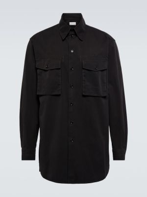 Bavlnená košeľa s vreckami Lemaire čierna