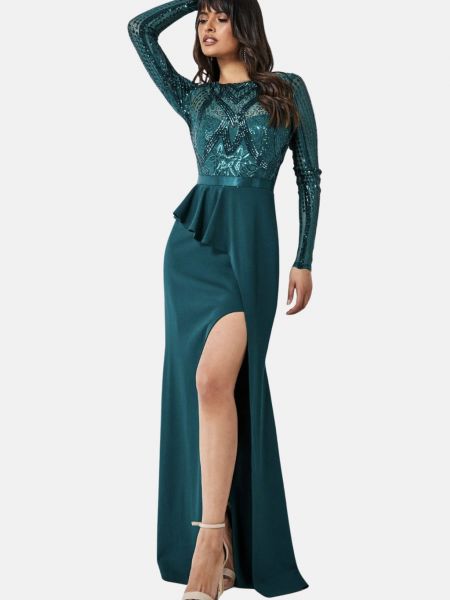 Платье с пайетками Goddiva зеленое