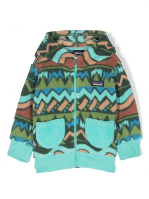 Geometriskt mönster hoodie för tjejer Patagonia Kids grön