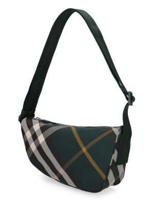 Crossbody torbica s karirastim vzorcem s potiskom Burberry zelena