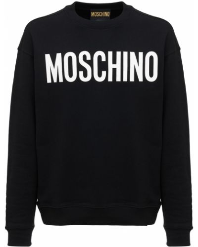 Pamučna hoodie bez kapuljače s printom Moschino crna