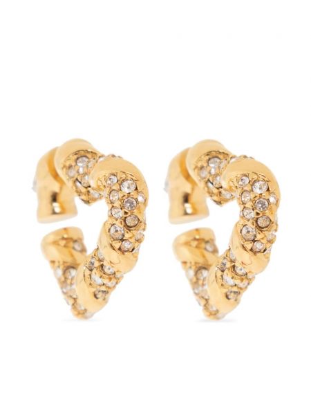 Žiediniai auskarai su kristalais su širdelėmis Lanvin auksinė