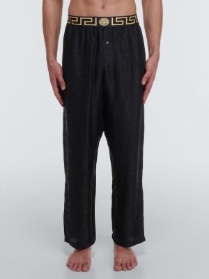 Hedvábné pyžamo Versace černé