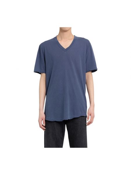 Jersey t-shirt aus baumwoll mit v-ausschnitt James Perse blau
