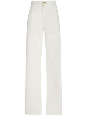 Voľné džínsy s rovným strihom s výšivkou Etro biela