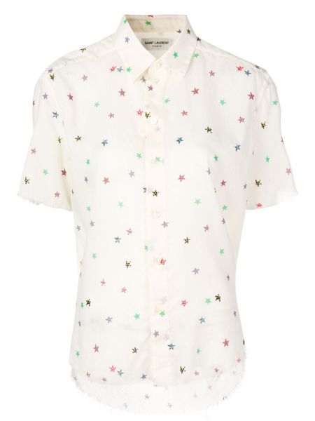 Camisa con estampado de estrellas Saint Laurent blanco