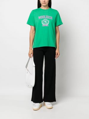 Kokvilnas t-krekls Woolrich zaļš