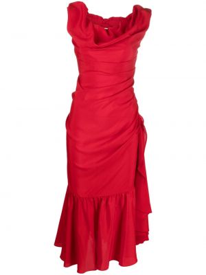 Drapované midi šaty Vivienne Westwood červená